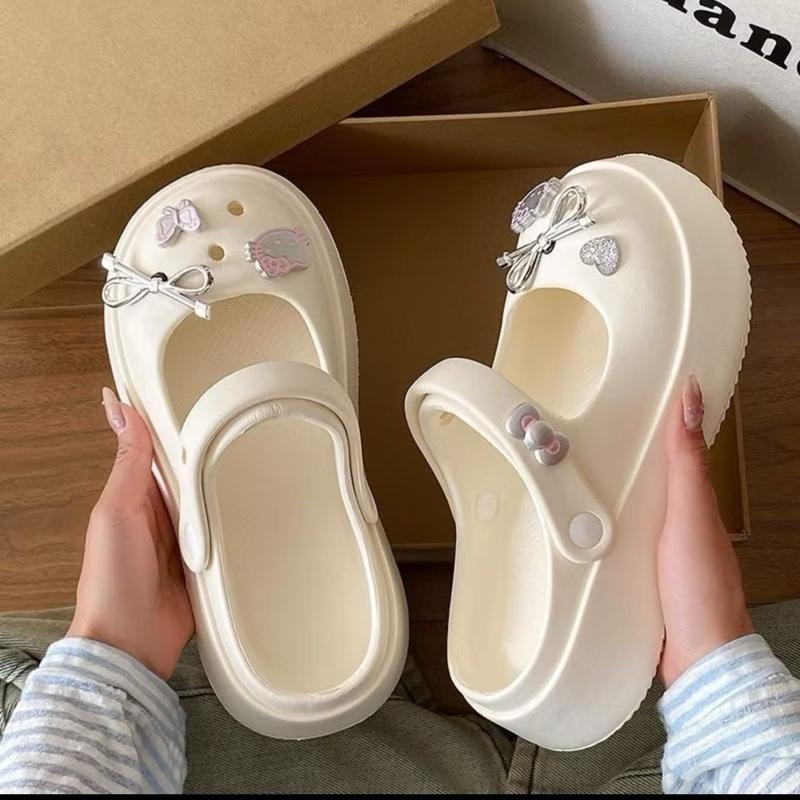  Hello Kitty Mary Jane Hole Giay Nữ Đế Dày EVA Dễ Thương Cô Gái Trái Tim Ngọt Ngào Mùa Hè Dép Đi Lại Ngón Chân 