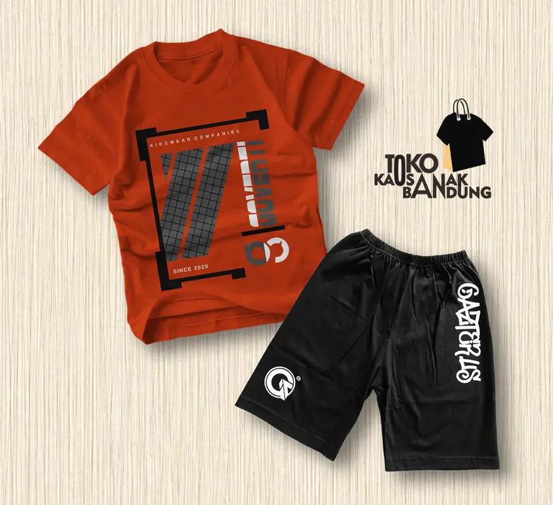Setelan Kaos Anak Laki-Laki Celana Boxer Pendek Usia 4-12 Tahun All Motif Baru 1