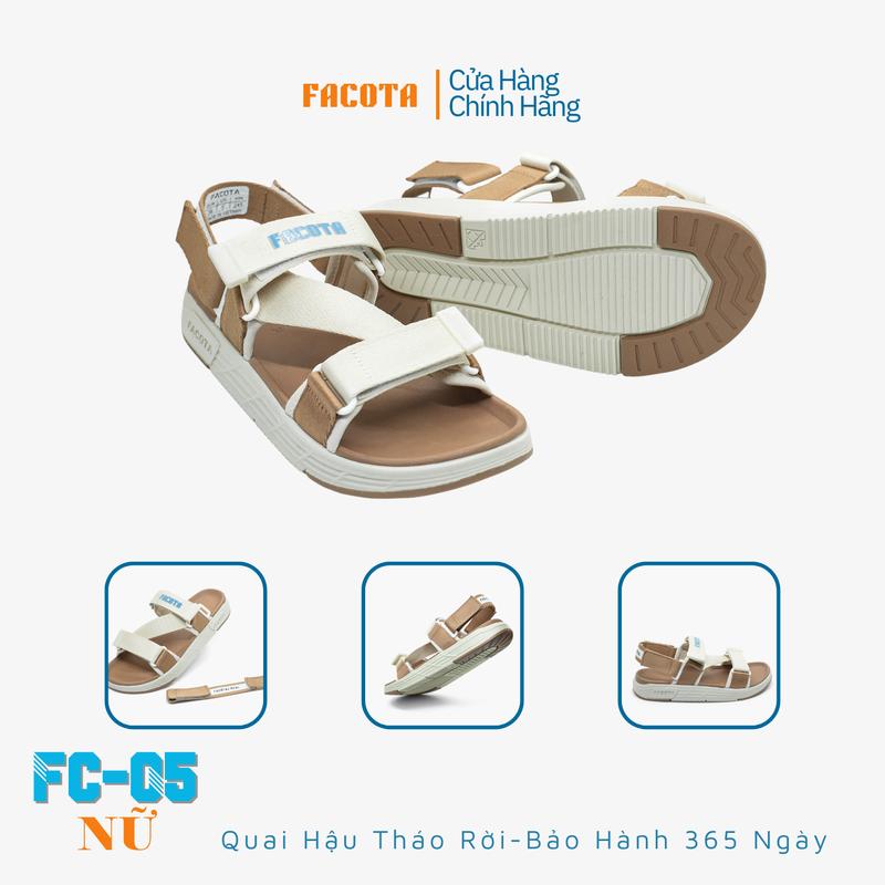 [Chống Trơn Trượt] Giày Sandal  Nữ Quai Chéo Đi Học FACOTA FC05 Đế Cao 3.5cm Siêu Nhẹ Êm Bền