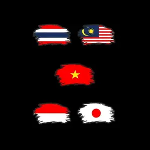 2 pcs Sticker Vietnam, Thailand, Indo, Malay, Japan Flag Ukuran 7 x 4 cm