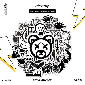 COD-Stiker 50 PCS INS Style Hitam Putih Aesthetic simple anti air di tempel dimana saja