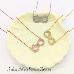 Kalung Infinity full Permata Cantik Anti Karat dan Anti Luntur Titanium Stainless Steel