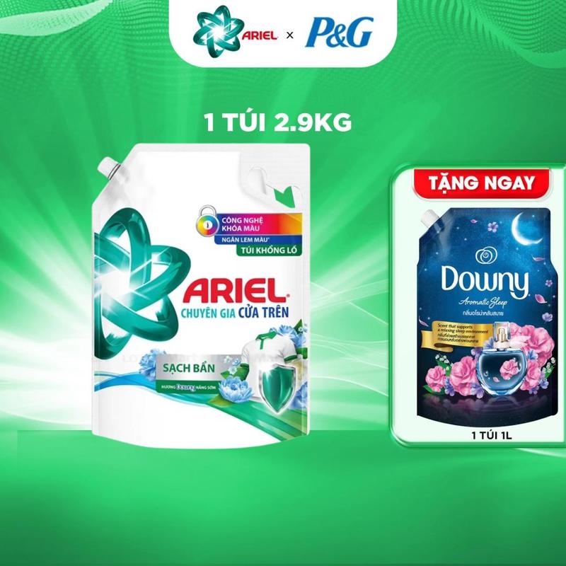[Mua 1 tặng 1] Nước giặt Ariel cửa trên & cửa trước 2.5kg - 2.9kg nắng sớm Tặng 1 Nước xả Nước xả vải Downy nước hoa thơm ngát nhiều mùi hương 1L