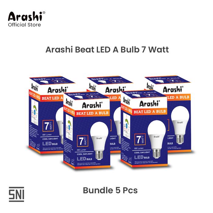 Gambar Arashi Lampu Bohlam LED Beat A Bulb 7W Cahaya Putih Paket isi 5pcs dari Arashi asia Kab. Tangerang Tokopedia