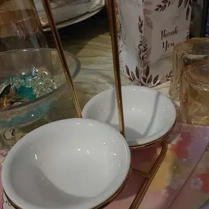 HOMU HORUDA Gold Stainless Steel Ladle Stand Holder Sendok Sup Berdiri Stainless Rak Spatula dengan Mangkuk Keramik Putih