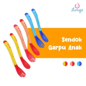 Sendok Garpu Makan Bayi / Sensor Panas / Spoon Fork Set Heat Sensing / Peralatan Makan Bayi