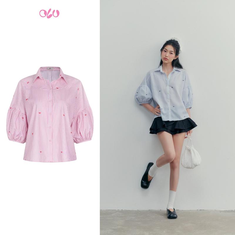 Áo sơ mi tay lửng màu pastel dễ thương nữ tính Rica nhiều màu phù hợp đi chơi đi làm