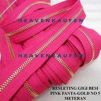 Gambar Resleting Zipper Longchain Meteran Pink Fanta - Gold Type Gigi Besi No 5 Harga Per Meter - pink fanta dari Heaven Kaufen Kota Malang 1 Tokopedia