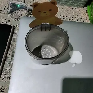 Tempat Sikat Gigi Tempel Kartun Wadah Serbaguna Gambar beruang Gelas Hitam Pink