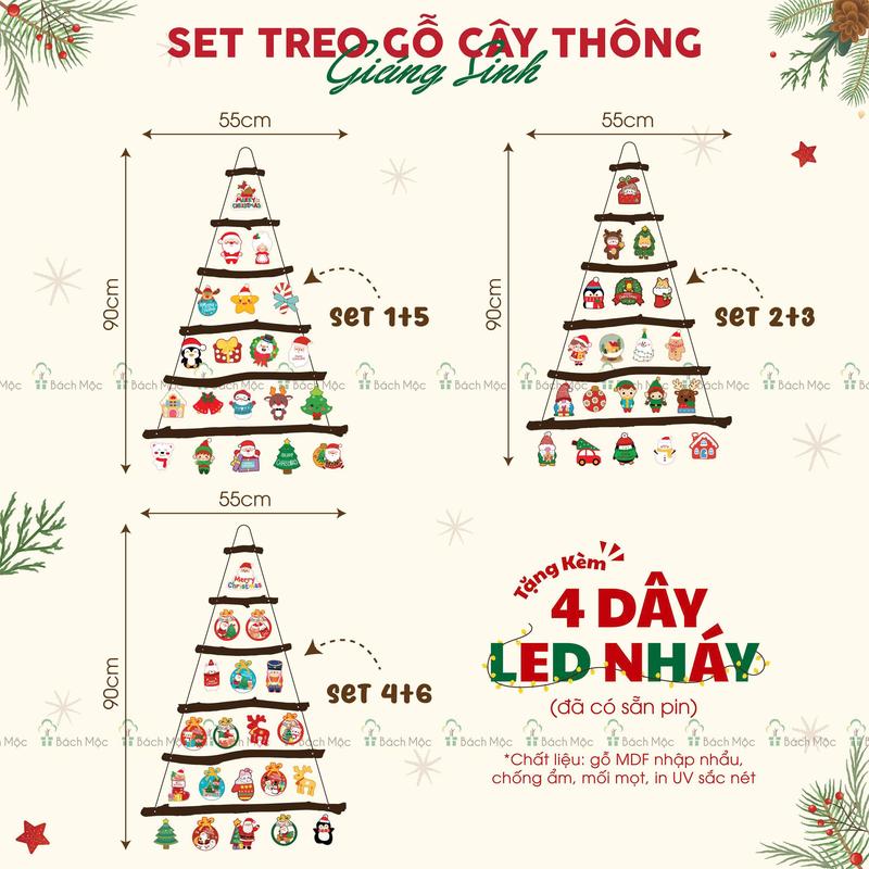   GIÁNG SINH 2025  Cây thông Noel lắp ghép treo tường trang trí Giáng Sinh tặng đèn led nháy của nhà Bách Mộc 