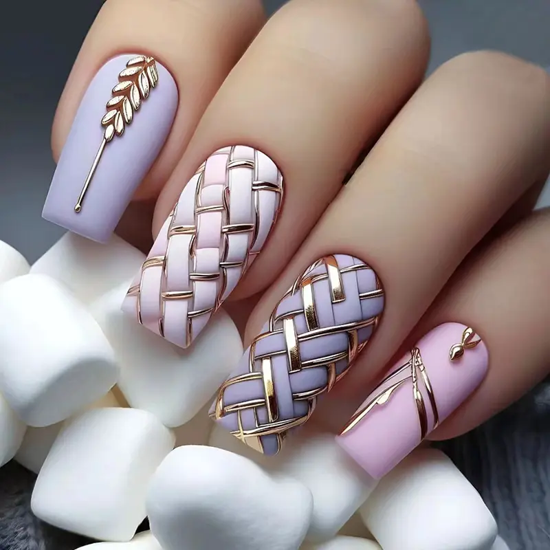 Kuku Palsu Extension 24pcs Nails / Kuku  Palsu Motif Free Lem Cair Kuku panjang 4