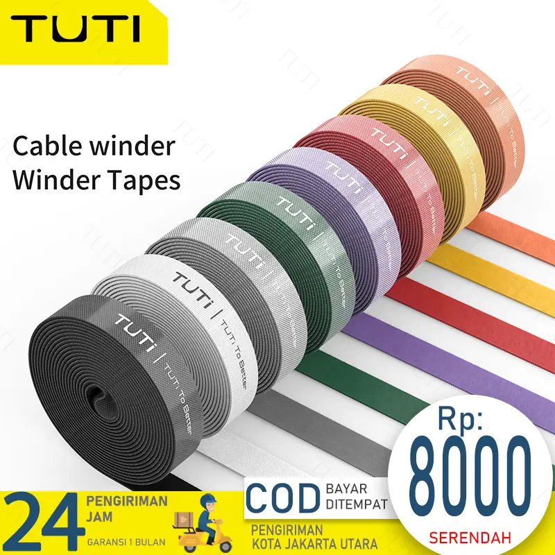 Tuti Strap Cable Tie Organizer Velcro Cable Strap Pengikat Perekat Kabel Lebar 2Cm