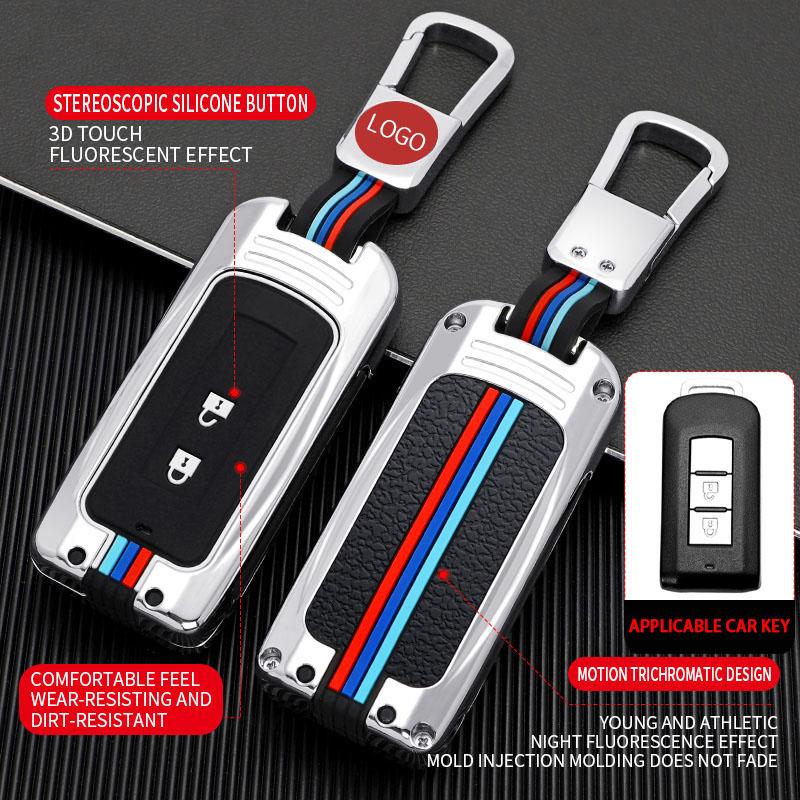 Vỏ Bọc Chìa Khóa Điều Khiển Từ Xa Cho for Mitsubishi brand Xpander Montero Mirage G4 Và Strada Vỏ Fob Chìa Khóa Kim Loại Phụ Kiện Dây Chuyền Chìa Khóa Móc Khoá