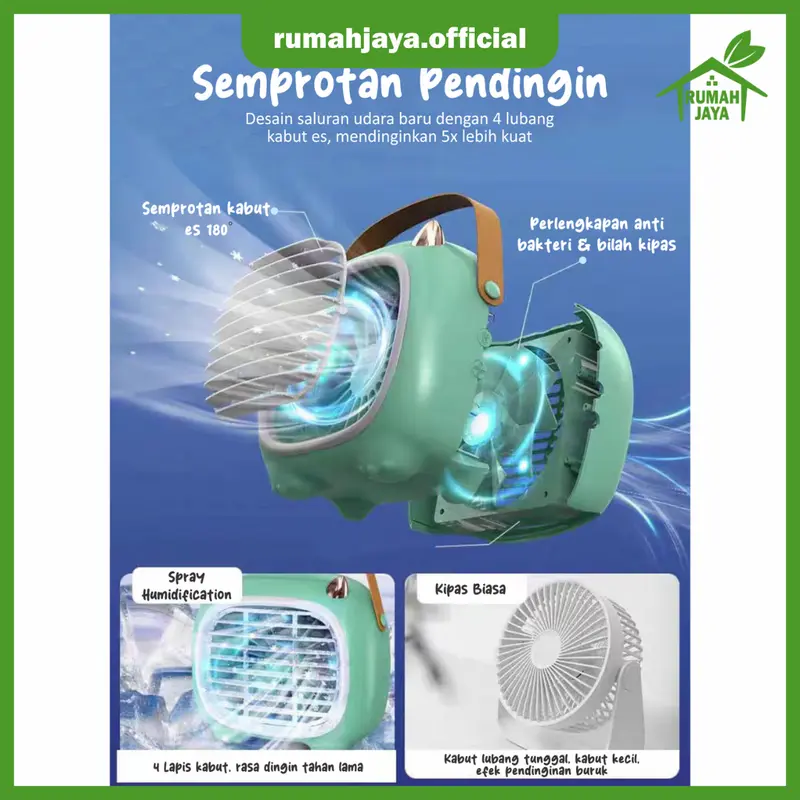 RJO - Kipas Angin Pendingin Mini Ac Little Monster / Mini Mobile Air Cooler / Kipas Angin Pendingin Spray Air / Mini Cooling Fan 3