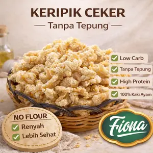 FIONA INDONESIA Keripik Ceker Ayam Tanpa Tulang Tanpa Tepung Gurih Asin Crispy Cemilan Makanan 50/100g BISA COD Garansi Renyah Food Snacks Kripik Pedas