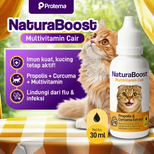 NaturaBoost 30ml Multivitamin Obat Kucing & Sumber Energi Untuk Sakit Cold - Flu - Pilek Berat - Bersin - Cegah Bakteri Virus | Immune Booster Alami & Daya Tahan Tubuh Tetap Fit | Protema