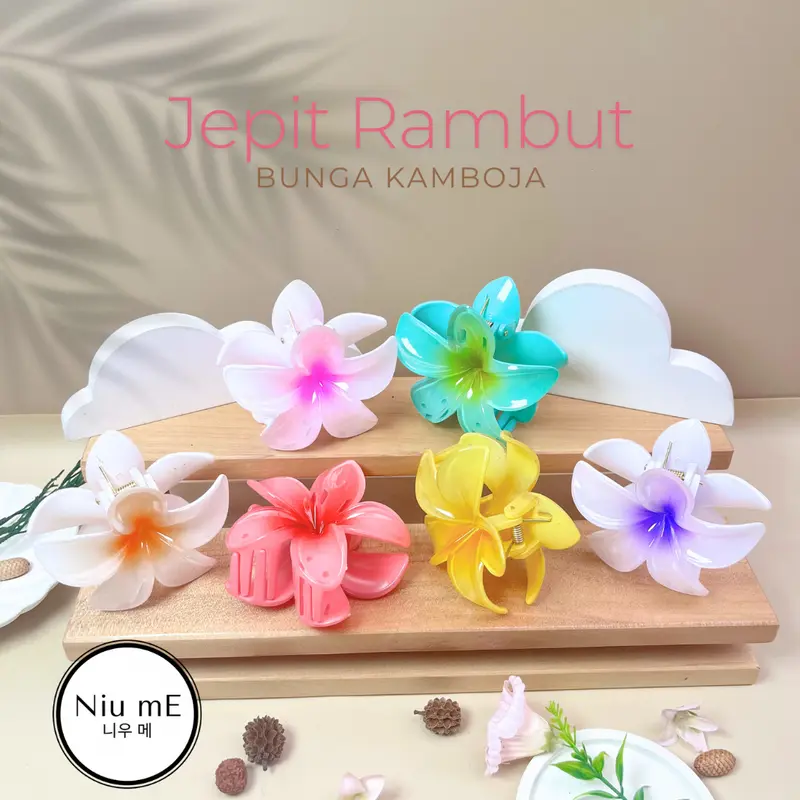 Jedai Kamboja / Jepit Bunga Kamboja / Jepitan Orchid Hair Clip Aesthetic Korean Style Jedai Acrylic Gradien Manis Elegan Hadiah Wanita Plastik Manik  Akrilik 0