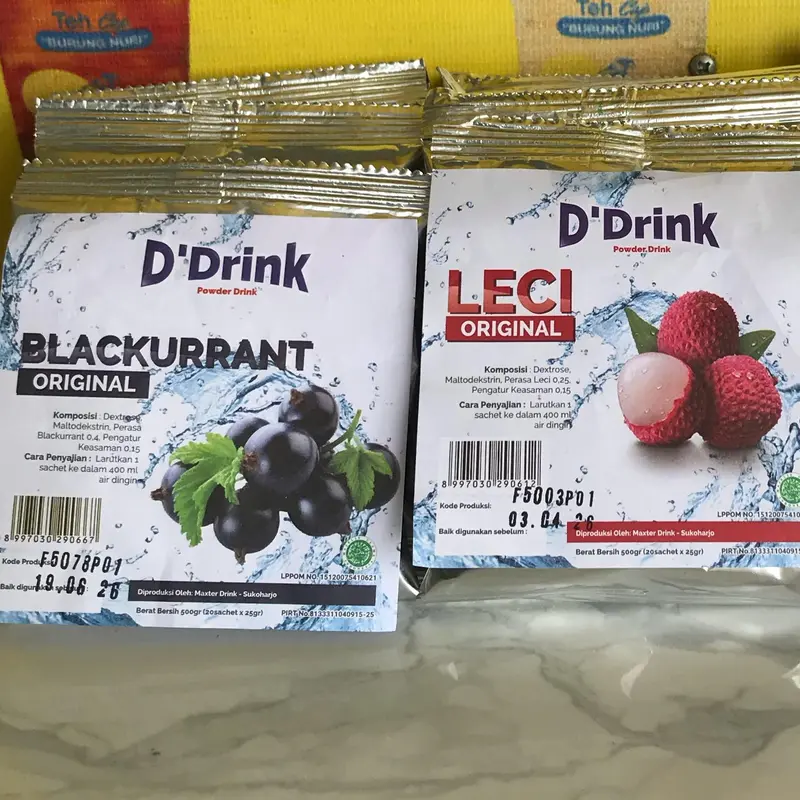 SERBUK MINUMAN D'DRINK campuran teh Aneka Rasa/1Renceng 5pcs/Pack isi 20pcs/SERBUK MINUMAN/SERBUK VARIAN RASA BUAH 8