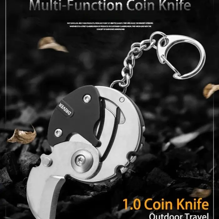 Terlaris Gantungan Kunci Multifungsi Coin Knife Outdoor - SH01 - Black - F_L COD