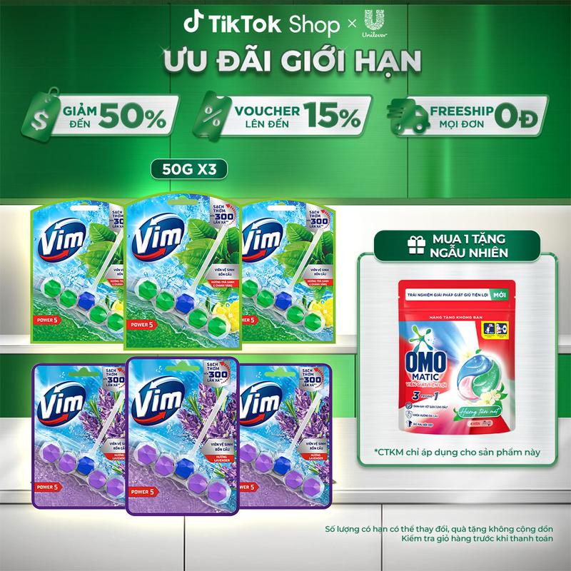 Combo 3 Viên Treo Vệ Sinh Bồn Cầu Vim Power 5 Hỗ Trợ Sạch Thơm (50gx3) [1]