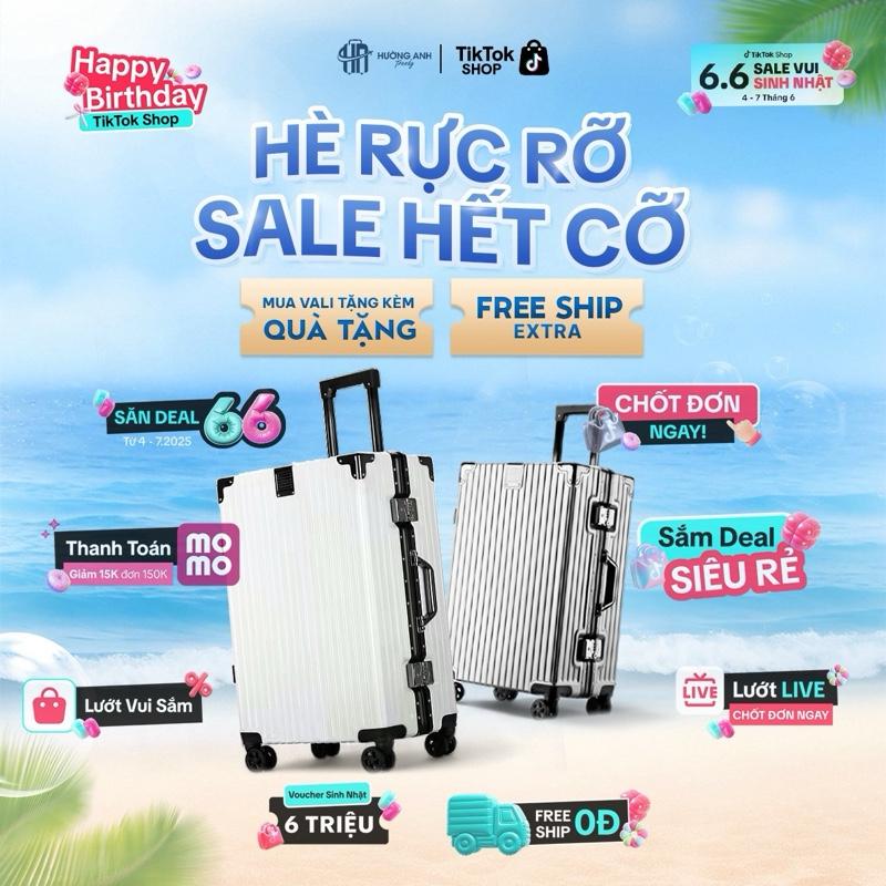 Vali Trendy - Khung Nhôm Khoá Sập Mật Khẩu Số Cao Cấp Chuẩn TSA Châu Âu 2025 [BẢO HÀNH 5 NĂM ] 4 Bánh Xoay 360° valik hung