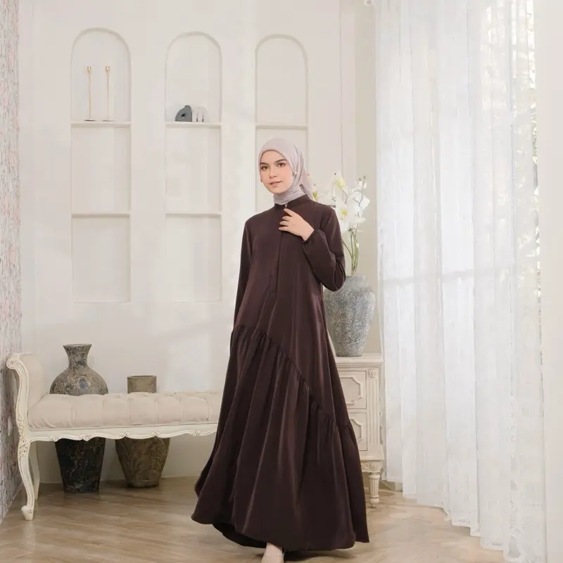 By Dolla - Sabiya Gamis - Gamis Hari Raya - Gamis Harian - Gamis Polos - Nyaman Lembut Dingin Wanita Dress Muslim Mewah 1
