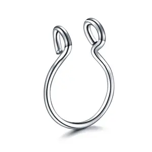 【Nosworthy】1Clip telinga, cincin septum hidung, cincin hidung palsu, cincin bibir, gaya punk, individualitas, clip hidung berbentuk U, minimalis, tidak memerlukan tindik, untuk wanita.