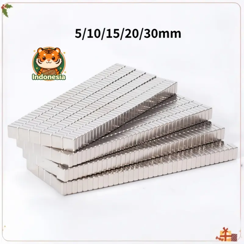 Strong Magnet Neodymium NdFeB Kotak Persegi Polos & Lubang Koin Super Kuat Uk 5x5x5mm - 30x10x5mm Harga/Pc
