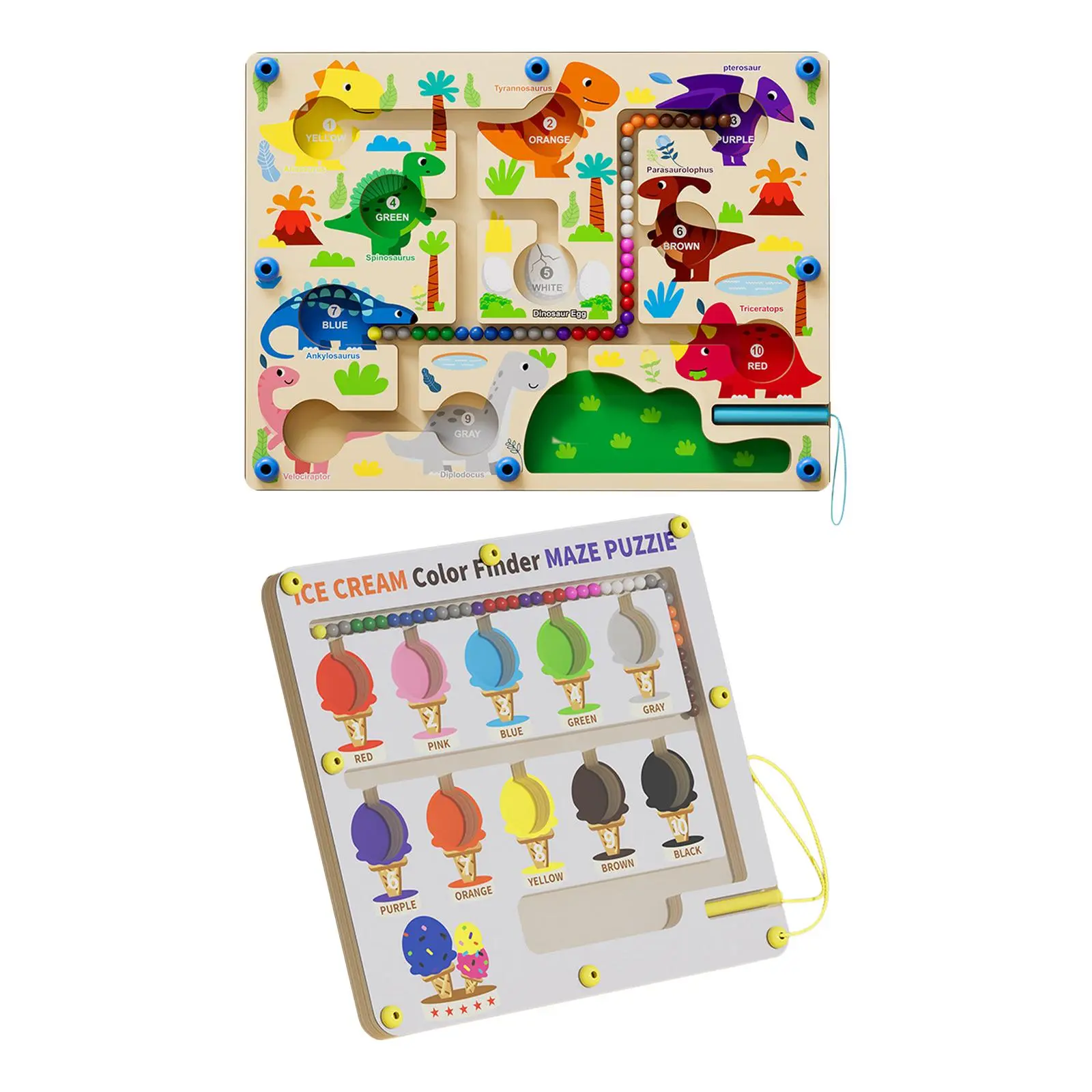 Wooden Magnet Board Puzzles Intere Magnetic Color & Number Maze