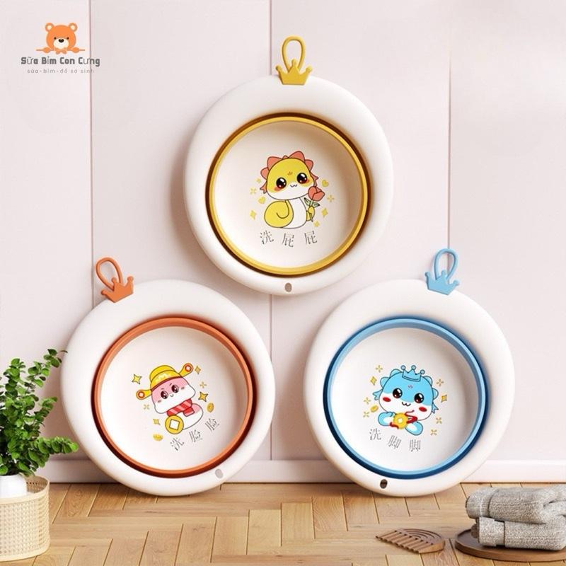 Rẻ Vô Địch Chậu rửa mặt gấp gọn cho bé chất liệu nhựa cao cấp hoạ tiết xinh xắn ,tiện lợi