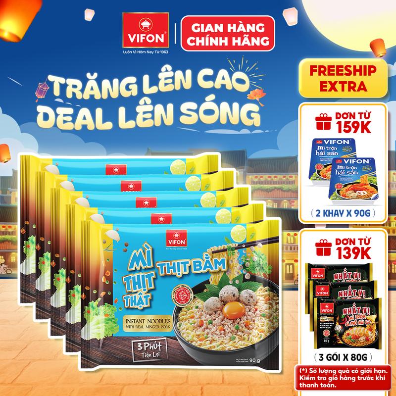 Set 5/ Set 10 Gói Mì Thịt Thật Mì Thịt Bằm/ Mì Bò Cay/ Mì Riêu Cua VIFON…