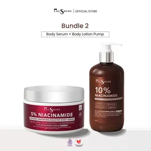 Laushine - Body Serum + Body Booster Lotion Pump - New Formula Extra Shooting - 9D Hyaluronic Acid + 8X Mixberries Extract, 10% Niacinamide 2% Arbutin - Perawatan Tubuh
