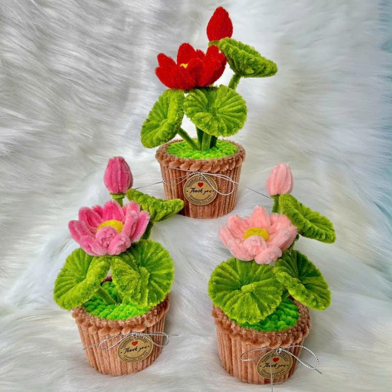 Chậu Hoa Sen Kẽm Nhung Thủ công Handmade - Làm Quà tặng - Decor Trang trí nhà cửa, bàn học, Decor Phòng ly set cốt bó sáp hoa  tone chậu mai  kẽm nhung