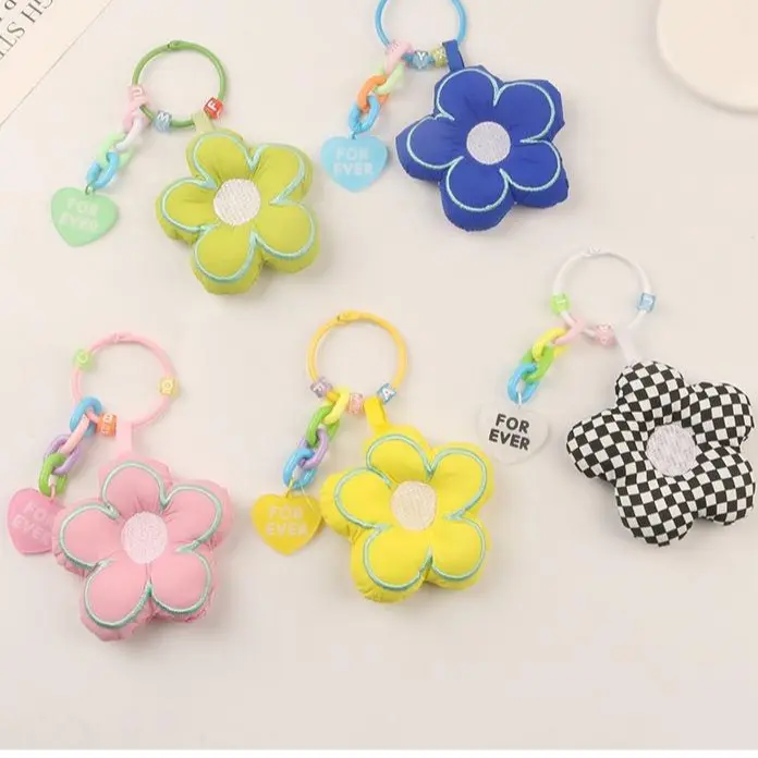 Mores Aksesoris Gantungan Kunci Tas Bentuk Boneka Bunga Daisy Plush Doll Pendant Keychain Pastel Import Lucu