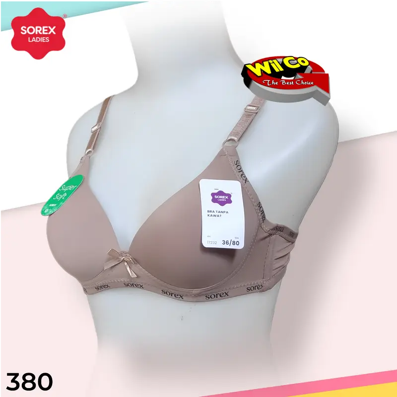 K380 Sorex Bra Busa Tipis Tanpa Kawat Cup B Kait 2 Size 34 - 40 Bh Wanita Dewasa dan Remaja 1