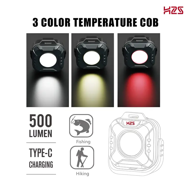 H2S Lampu Mini Gantung Camping HS500L 3 Temperatur LED Light COB 8