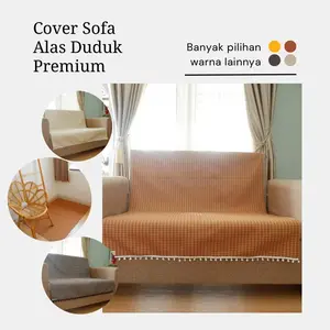 STILETTO LIVING - Cover Sarung Sofa Sultan 2 dan 3 seater - Motif checkered japandi - Style ( Penutup sofa bed alas lantai piknik minimalis aesthetic kekinian ) Kain tamu rumbai mewah elegan karpet jumbo