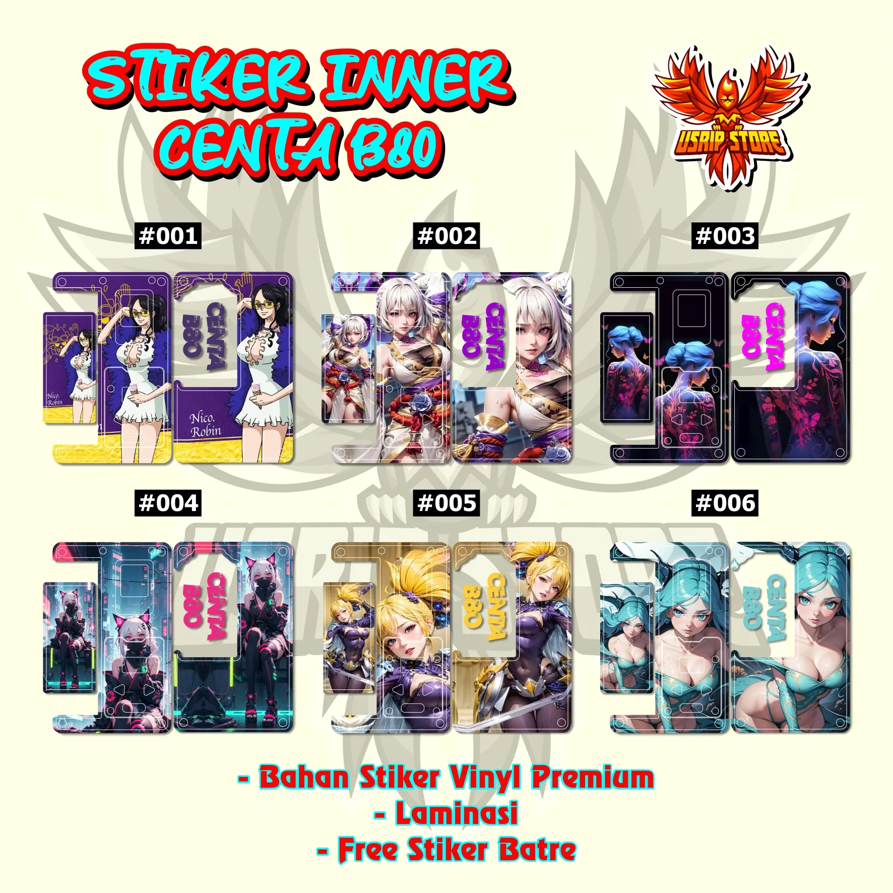 STIKER GARSKIN INNER CENTAURUS B80 / STIKER B80 / INNER B80 / B80 / CENTA B80/B80/ DESAIN BARU PART 1