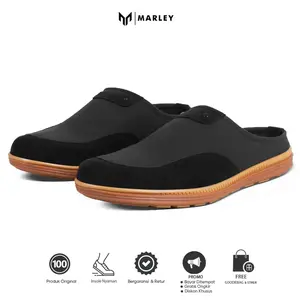 Marley  Arion 01 -  Sepatu Sandal Bustong Pria Selop Kerja Kantor Santai Modis Berkualitas Hitam