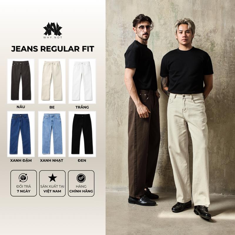  QUẦN KAKI NAM FORM REGULAR FIT QUẦN JEAN NAM SUÔNG TRƠN TRẮNG ĐEN NÂU BE XANH QUẦN BÒ NAM CẠP CAO WHY.NOT STORE Size S-7XL 