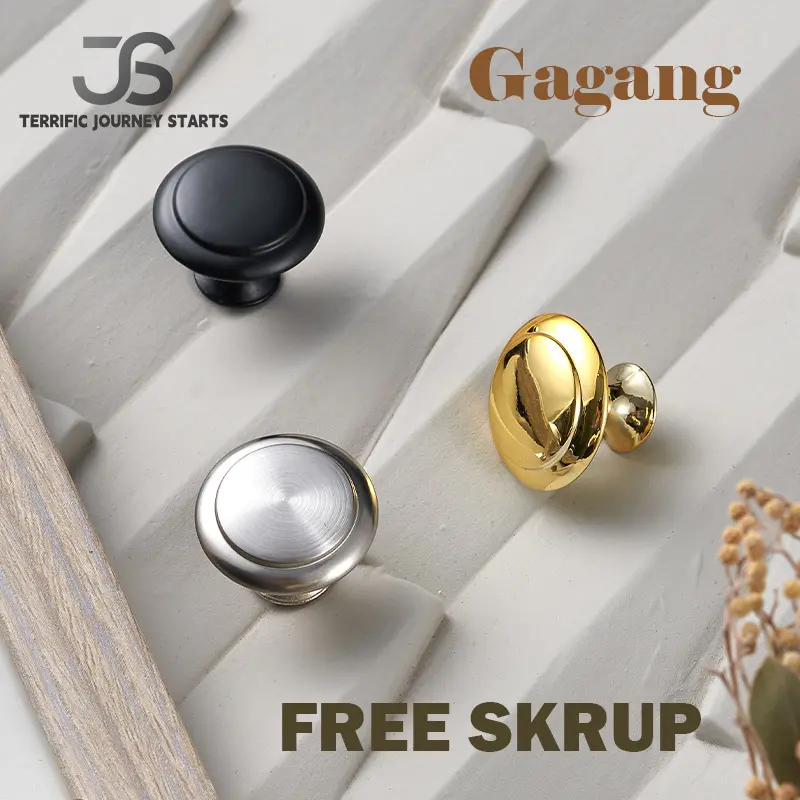 JS Gagang Handle Tarikan Laci Lemari Pegangan Pintu Bentuk Bulat Medium Size 1pcs Free Skrup