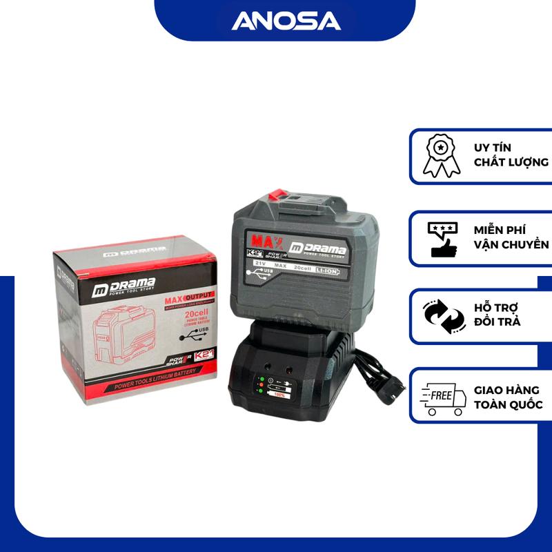   HQD  Phụ Kiện 20 Cell Drama Mạch 4 Mosfet Có Cổng Cắm USB Sạc cốc - Chân Pin Phổ Thông Có Đèn Led Báo Pin Dùng Cho Máy Mài Máy Khoan Siết Bulong ... 