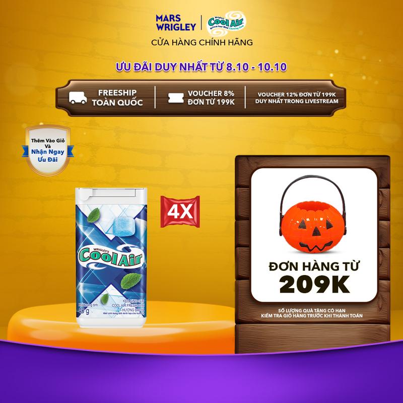 Combo 4 Kẹo Sing-Gum Cool Air Fresh Cube - Hương Bạc Hà 40g