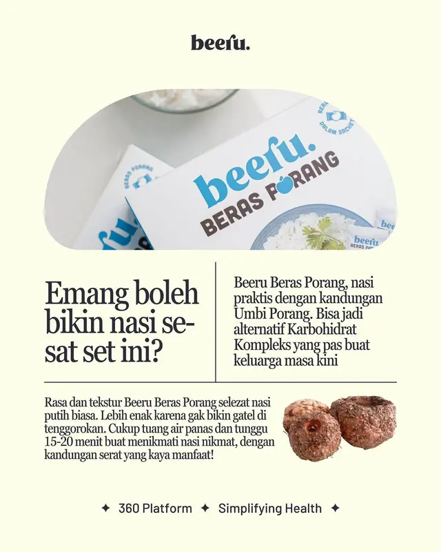 Beeru BERAS PORANG 7 Sachet (1 Saset isi 40gr) Low Kalori Rendah Gula Praktis Tinggal Seduh 4