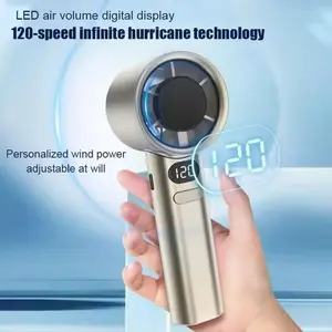 M11 Mini Fan Turbo Kipas Angin Portable Handheld Desktop 120 Speed LED Digital Strong Wind dengan Kecepatan Adjustable dan Layar Digital untuk Kesejukan Optimal