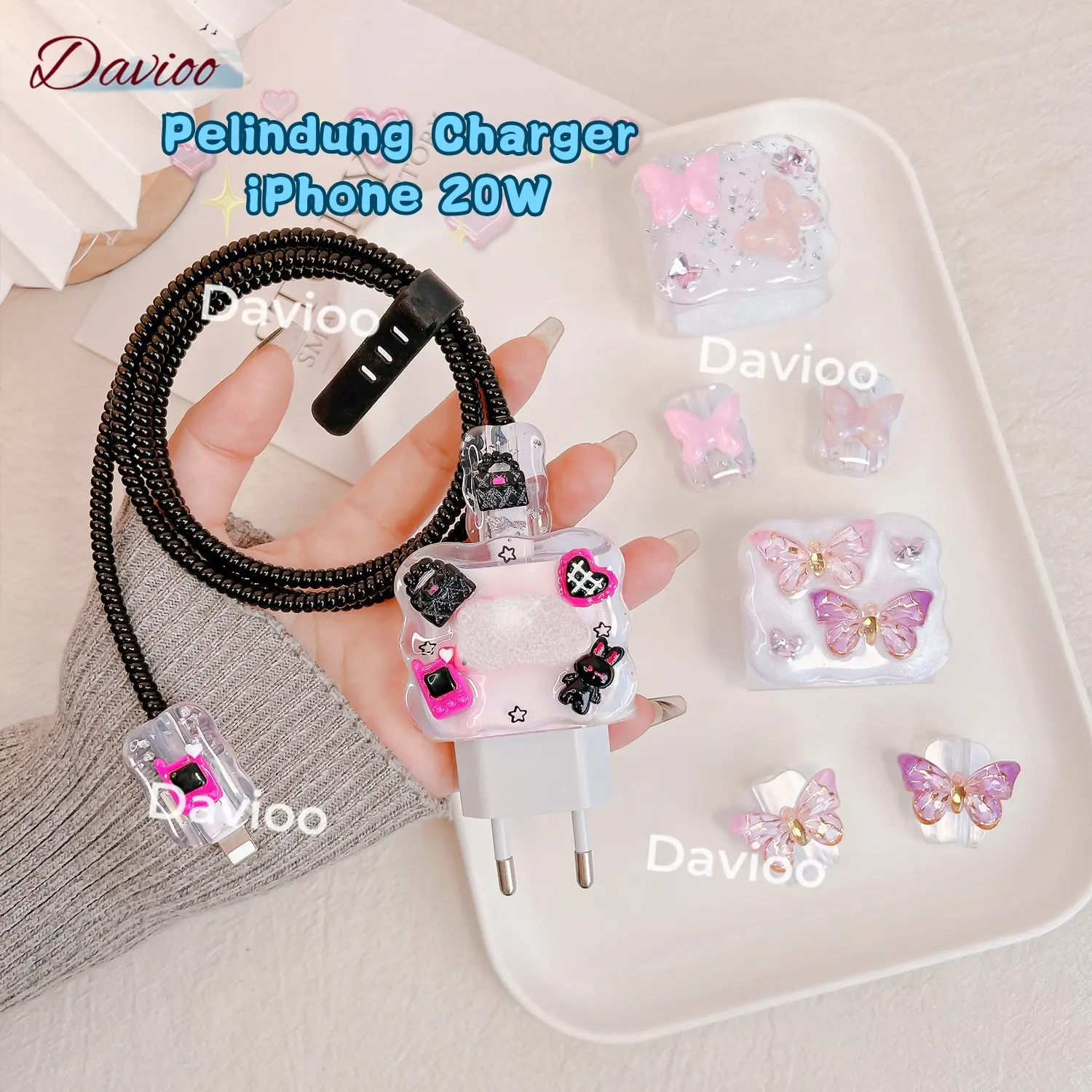 Pelindung Charger FOR IPHONE 20W | Set 5 Item Paket Cover Pelindung Kepala Charger & Kabel Untuk Charger Original FOR IPHONE 20W