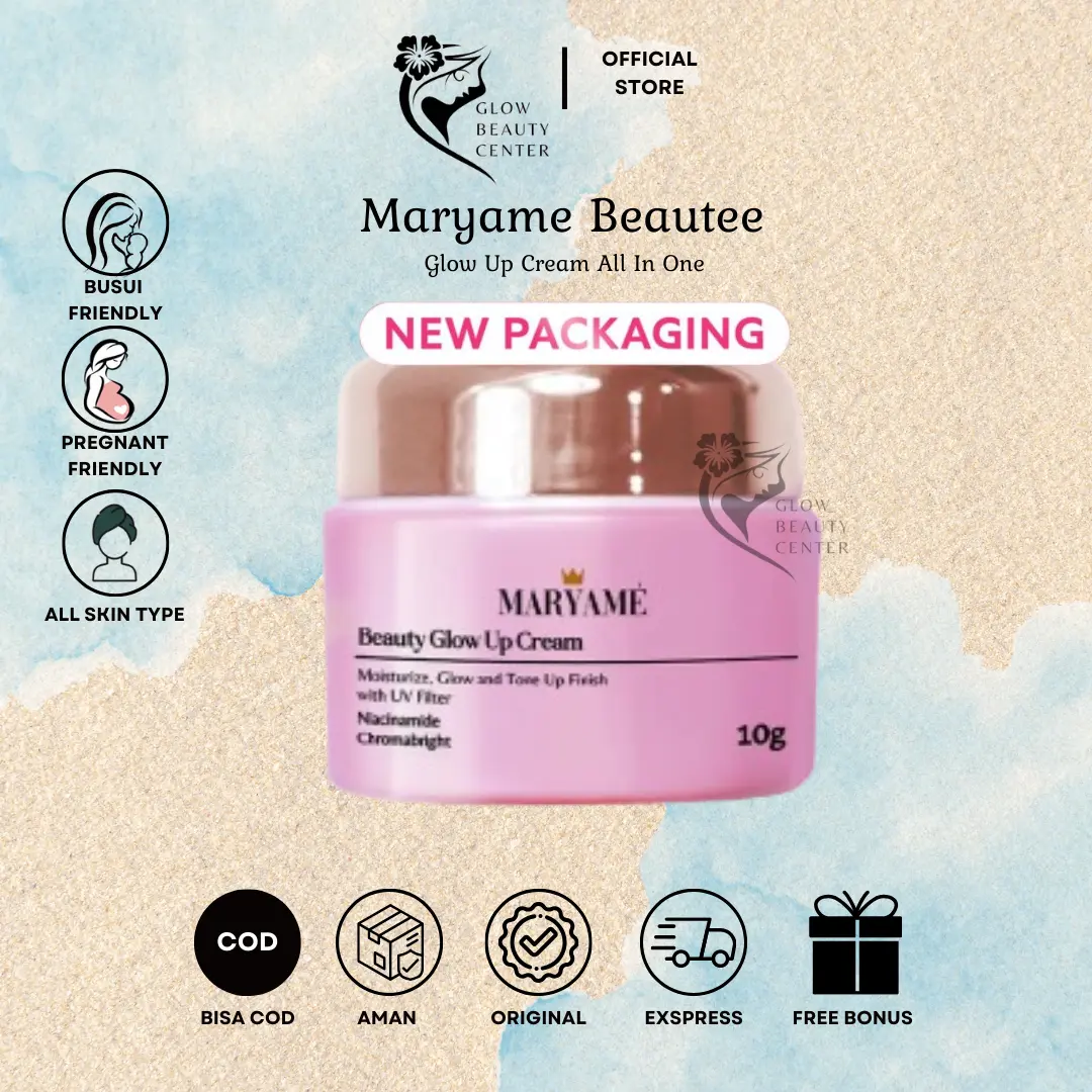 Maryame Beauty Glow Up Cream 10 g Anti Aging & Penghilang Flek Hitam Moisturizer Wajah Mencerahkan Pelembab Extract Niacinamide Licorice
