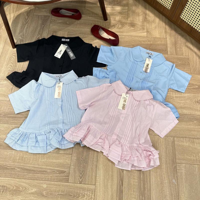 THE QUẠO - Áo Sơ Mi Nữ Form Baby doll cổ sen nhúng bèo tầng Vừa S2006_688