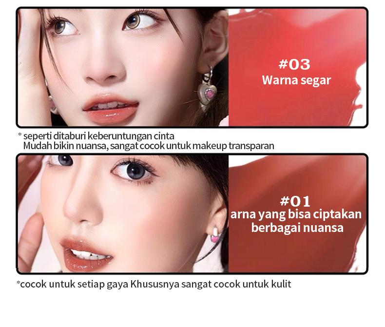 BOQILYNE 2-in-1 Lip & Cheek Gel! Sapuan Mudah, Warna Glow – Tahan Lama Anti Lengket	 Bibir Kosmetik Lipstik