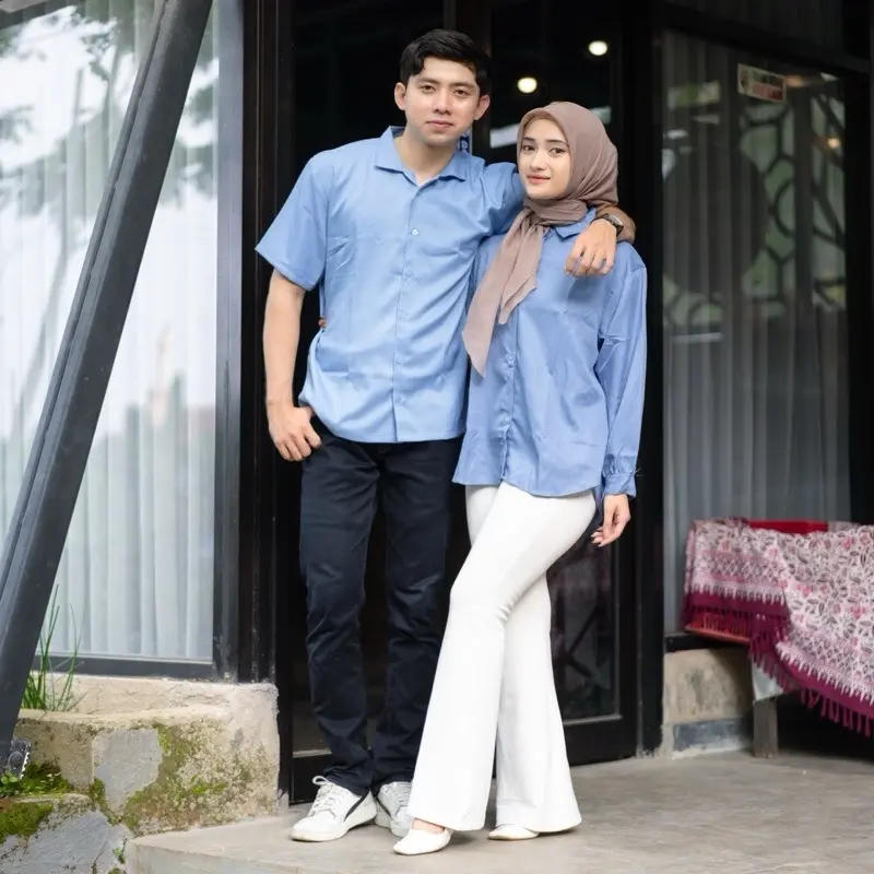 Kemeja Couple Pasangan Kekinian Casual Kemeja Pria Dan Wanita Best Seller